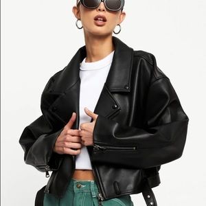 Brand new w/ tags black leather Staten Island jacket from Lioness